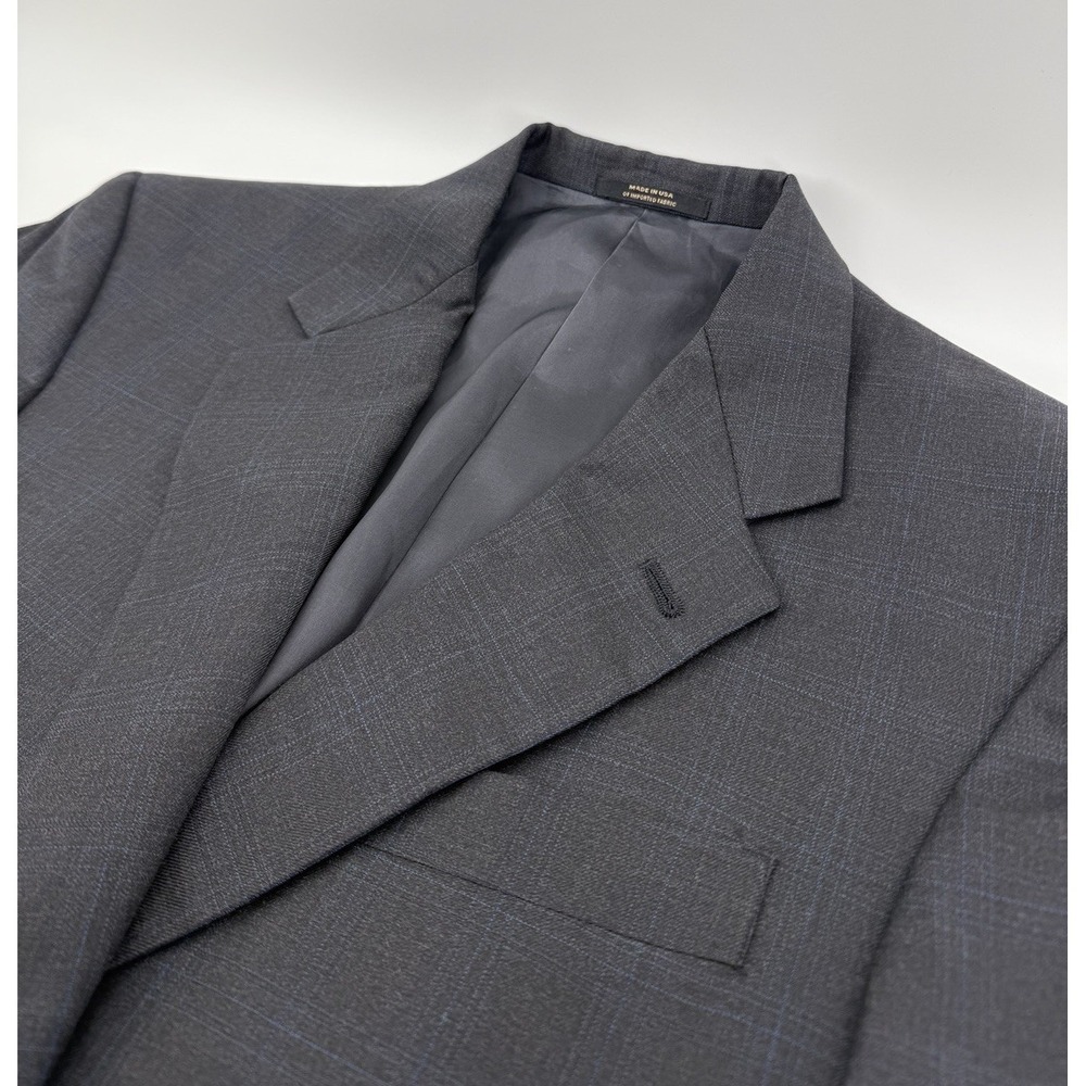 Hart Schaffner Marx Gold Trumpeter Men's Gray Glen Plaid Wool Suit 39L 32X30